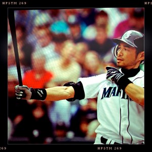 Ichiro preparing to address the plate.