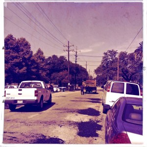 The asphalt crew on Camp Street.