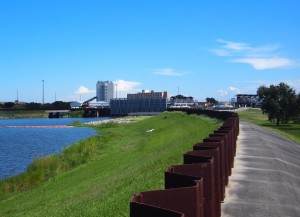 London Street Cana, August, 2015—the levee, flood wall and locks.