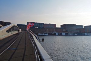 The Good Ship Skirnir from the Jan Schaefferbrug Bridge, Amsterdam.